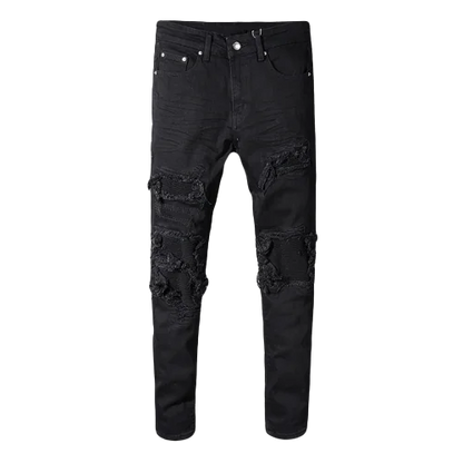 Black Biker Ripped Jeans
