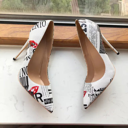 Newspaper High Heel Shoes