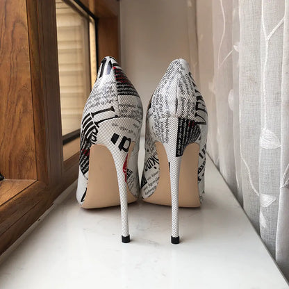 Newspaper High Heel Shoes