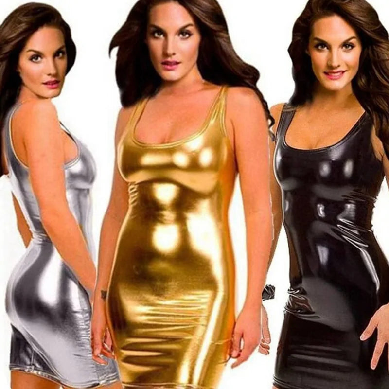 Pu Faux Leather Lingerie Dress