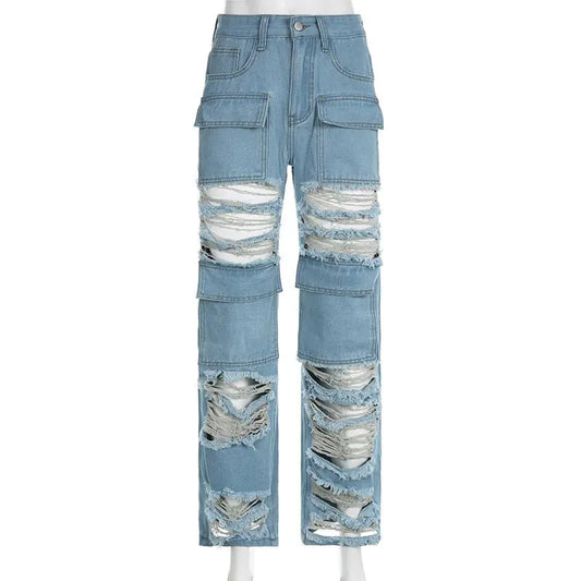 Distorted Ripped Leg Jeans