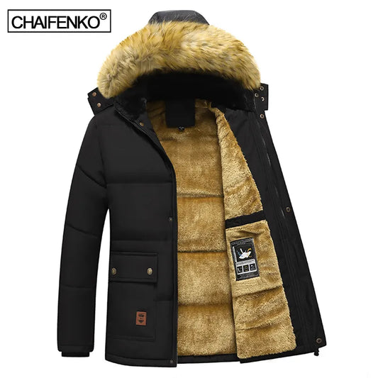 Windproof Fleece Jacket Hooded Fur Collar