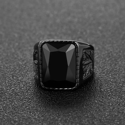 Jiayiqi Men's Stainless Steel Stone Ring