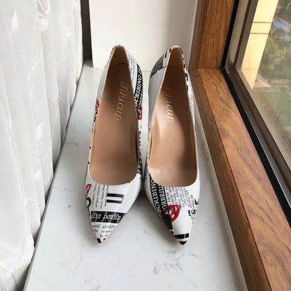 Newspaper High Heel Shoes