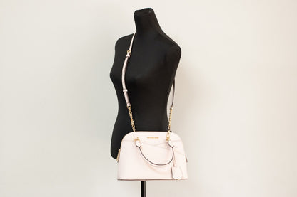 Michael Kors Jet Set Travel Medium Powder Blush Leather Dome X Cross Satchel Bag