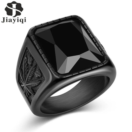 Jiayiqi Men's Stainless Steel Stone Ring