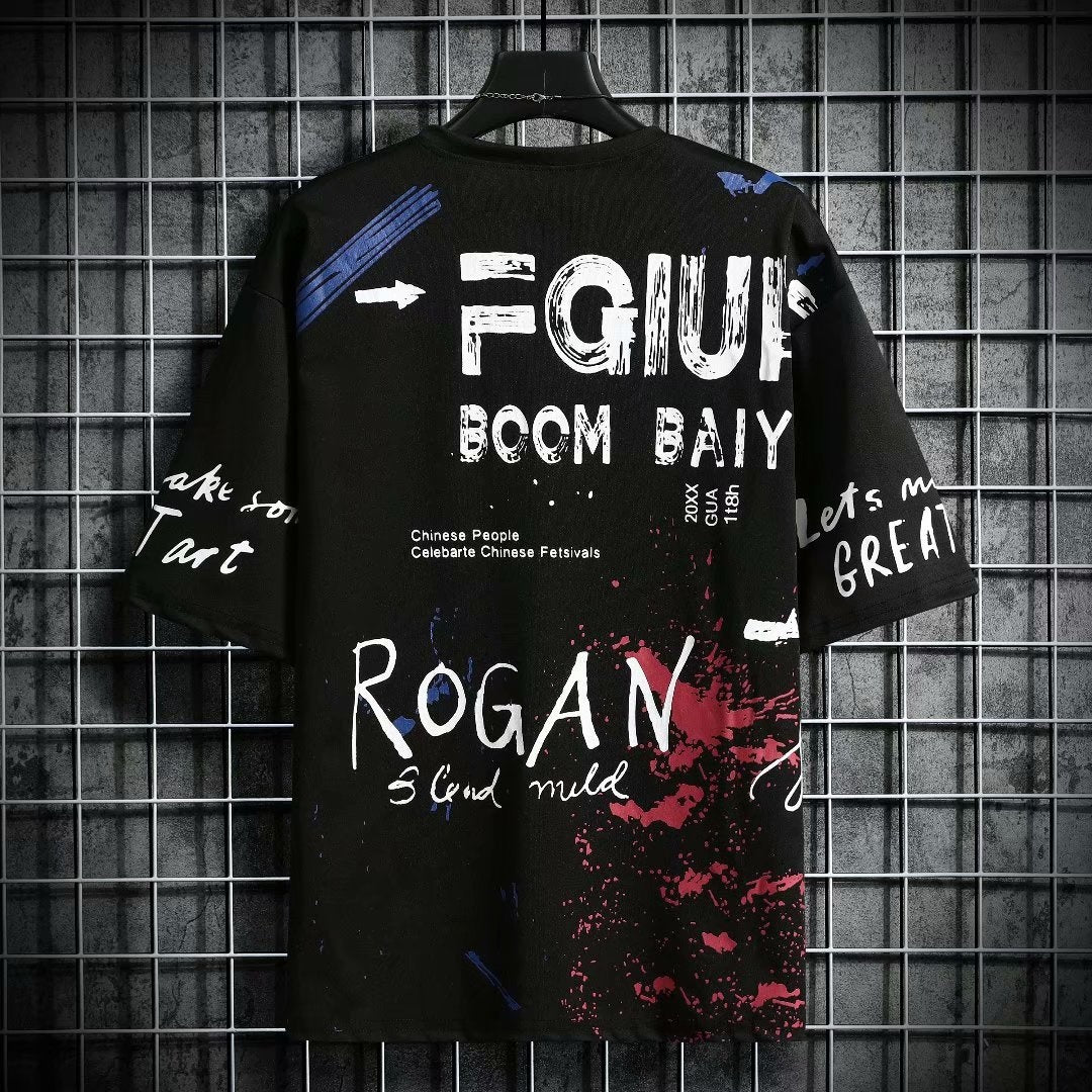 Korean Fashion Summer Men's Graphic Half Sleeve T-Shirts