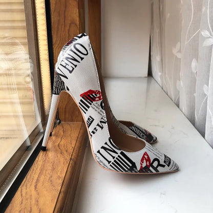 Newspaper High Heel Shoes