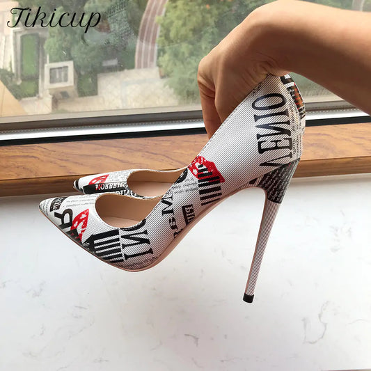 Newspaper High Heel Shoes