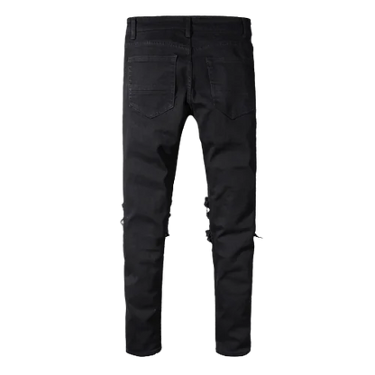 Black Biker Ripped Jeans