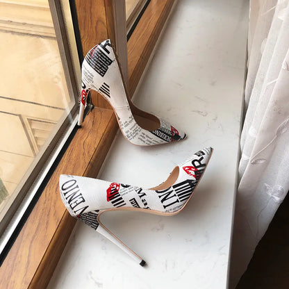 Newspaper High Heel Shoes