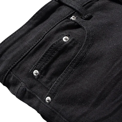 Black Biker Ripped Jeans