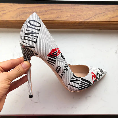 Newspaper High Heel Shoes