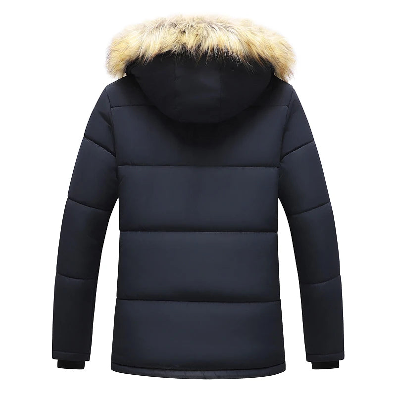 Windproof Fleece Jacket Hooded Fur Collar