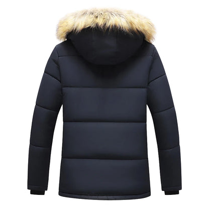 Windproof Fleece Jacket Hooded Fur Collar