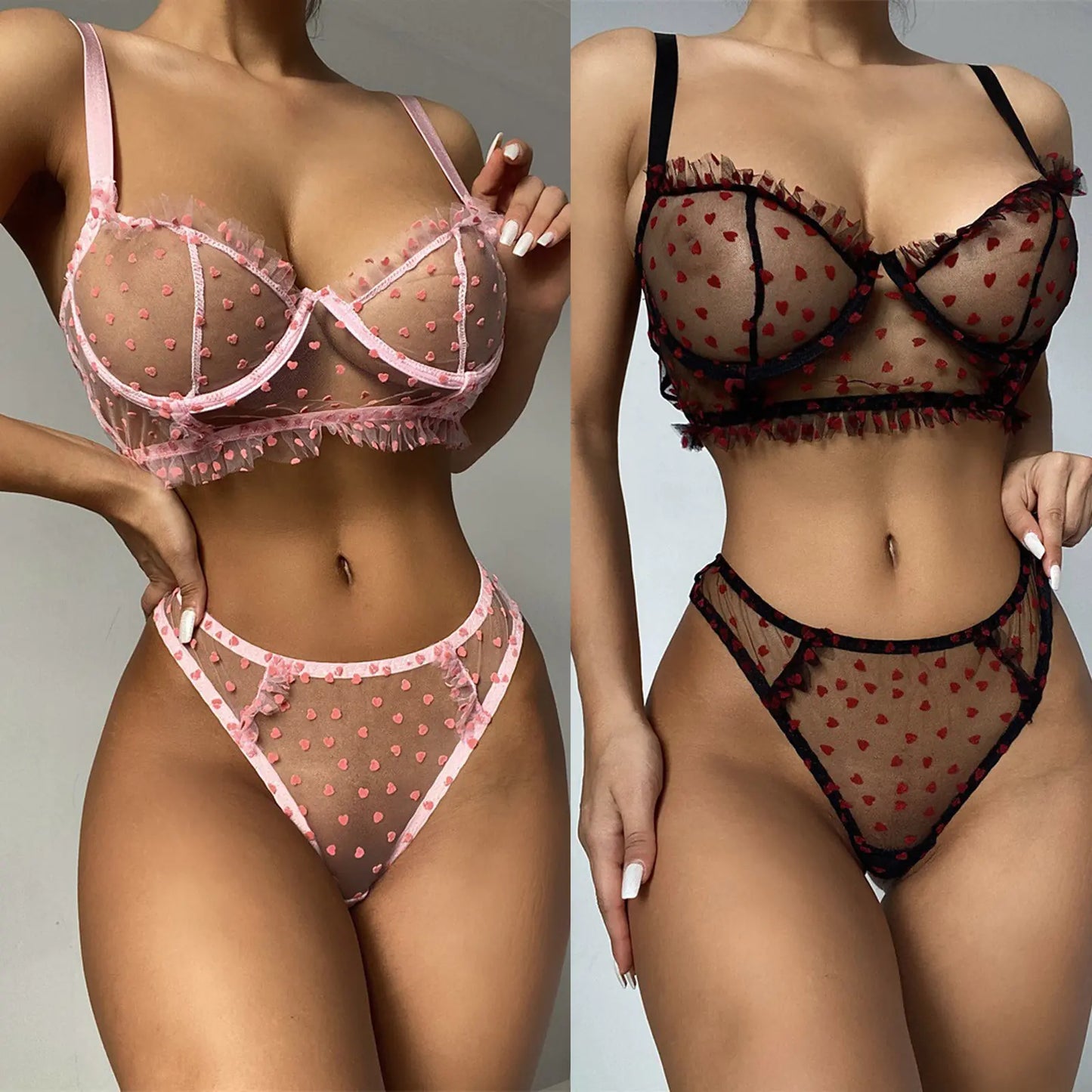 Women Lingerie Mesh Lace with Seamless Bra